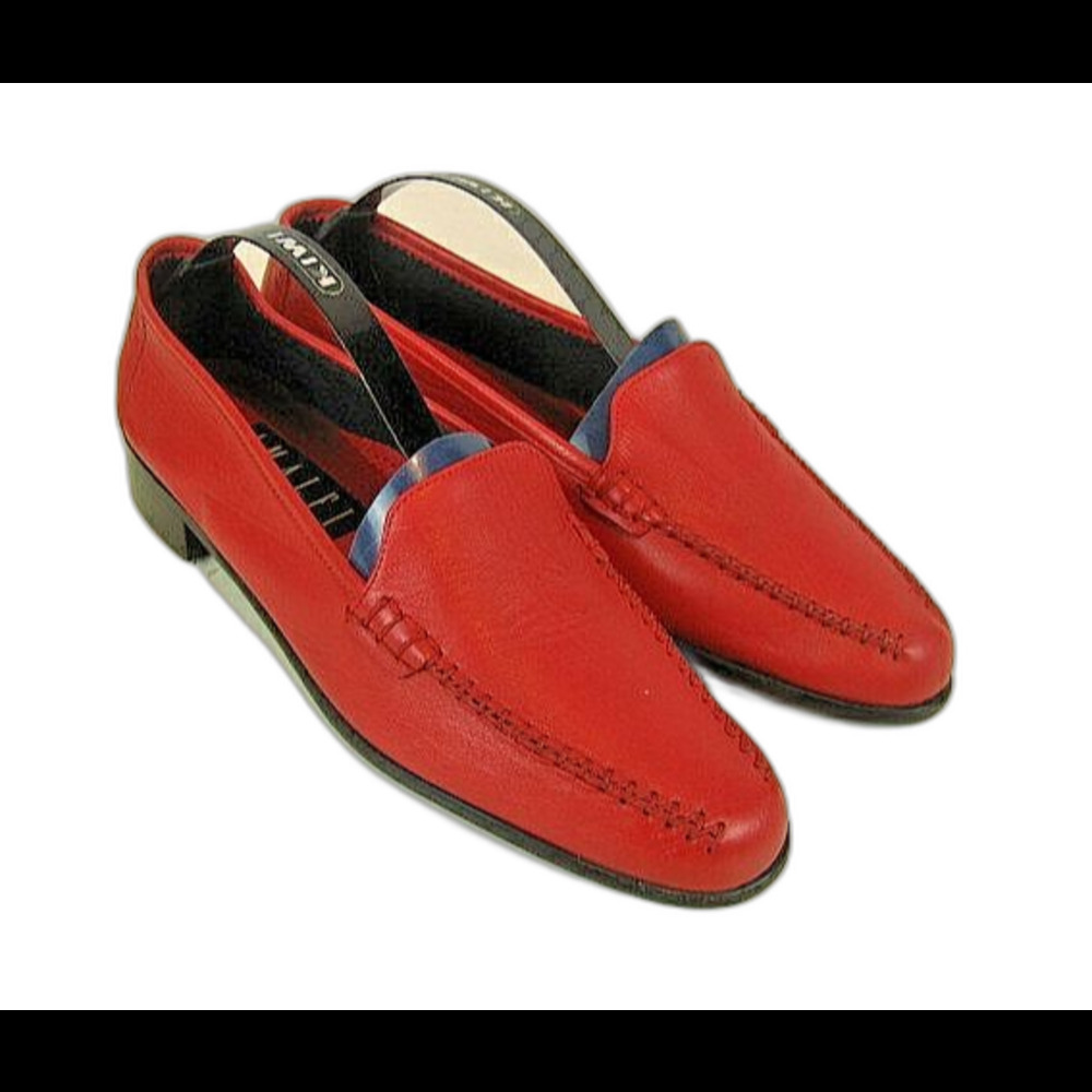 Womens Amalfi (Italy) Red Leather Moc Toe Slip on Loafers sz 8C